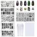 Bellelfin Nail Stamper Kit 6pcs Halloween Nail Stamping Plate Skull Devil Spider Image Template with Nail Art Stamp and Scraper for Salon Home DIY Manicure Style B