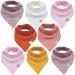 M.M.C.Baby 8 pieces Musselin triangular saps Neckuch Unisex made of cotton with adjustable push buttons spitting towel bibs for toddlers boys and girls set girls