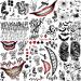 Rejaski 12 Sheets The Joker Tattoos Suicide Squad  4 Sheets Damaged Tattoo Joker Hand Halloween Face Makeup Kit  8 Sheets Small Fake Temporary Tattoo Stickers Death Skull Bat Spider Web Ghost Skeleton