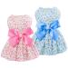 MSNFOASM 2-Pack Floral Pet Dog Dress Pet Vest Shirt Cutie Doggie Dresses Pet Cats Apparel with Bowknot Pink & Blue Medium Medium Pink&Blue