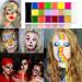CCbeauty Professional Face Body Paint Set - 20 Colors for Halloween Neon Face Painting, SFX Cosplay & Costume Makeup | UV Glow + Classic Colors | Oil Based with 10 Brushes Included - Buy Online on GoSupps.com