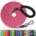 X Xben tow lines for dogs 12m thick dog leash with a comfortable padded handle training line running line for small medium -sized dogs lockable carabiner 12m x8 mm pink