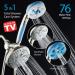 AquaCare 5-in-1 Aquassage High Pressure 76-mode Shower Head Combo with Hand Shower, Body Brush & Hair Brush - Satin Nickel Finish, Extra-long Stainless Steel Hose, Two Brackets Included - Buy Online on GoSupps.com