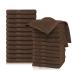 KEEPOZ 24 Pack Wash Cloths Set (12 x 12 Inches) | 100% Cotton Ring Spun Cotton | Soft and Fluffy | Highly Absorbent Fade Resistant Essential Washcloths for Bathroom, Gym, Spa and Face Towel (Brown) Brown 24 Wash Cloths