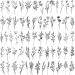 15 Sheets FANRUI Tiny Branch Black Flower Temporary Tattoos For Women Girl Floral Bouquet Small Tattoo Temporary Wild Plant Lavender Sweet Pea Larkspur Fake Tatoo Adults Face Hands Kids Kit Sticker
