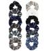 Belle Vous 12 PCS Velvet Hair Ties - Soft Scrunchies for All Hair Types - Colorful Rubber Bands for Women - Blue & Gray - Buy Online on GoSupps.com