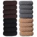 16 Pieces Thick Cotton Hair Ties Seamless Cotton Hair Bands No Crease No Break No Slip Hair Bands Seamless Hair Elastics Ties Thick Stretchy Ponytail Holders for Women Girls (Dark Color)