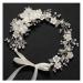 SWEETV Pearl Bridal Headband Sliver Wedding Headpieces for Bride  Crystal Flower Hair Accessories for Women Girls