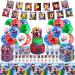 Yumcute ZX Tableware 99PCs Spidey and his Super friends Decoration Pappeters Children's Birthday Spidey Birthday Party Supplies Spidy Super Friends Pull Flag Banner Kuchen ZZX1