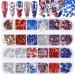 Independence Day Glitter Nail Sequins  Kalolary 4th of July Star Glitter Red Blue Silver Holographic Paillette Mixed Sequins for America Patriotic Face Makeup Nail Decoration (Independence Day)