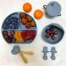 O'doe Baby Led Weaning Feeding Supplies Set (17 Pcs) | Suction Silicone Bowl, Spoons, Bibs, Sippy Cup, Plate Kit - Blue V2 - Buy Online on GoSupps.com