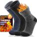 Welwoos 3 pairs of thermosocks for men's warm winter socks thick ski socks breathable worktops outdoor socks 36-42 blue gray stripes