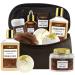 Sandalwood Bath Gift Set for Him - Personal Care Spa Kit in Leather Bag | Relaxing Man Gift Basket with Shower Gel, Bubble Bath, Body Oil, Bath Bomb & More - Buy Online on GoSupps.com