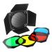 Godox BD-04 Barn Door Barndoor with Honeycomb Grid and 4 Color Gel Filters (Red Yellow Blue Green) for 7" Standard Reflector
