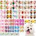 JpGdn 50Pcs/25Pairs Dog Hair Bows with Rubber Band Spring Floral Pattern for Girls Female Cat Rabbit Puppy Poodle Top Knot Elastic Hair Bowknot Grooming Accessories Attachment Spring Floral 50pcs