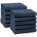 Zollner 10 Set towels in 50x100 cm - suction -strong and soft shower towels in dark blue - with a practical hanger - washable up to 60 C - cotton - hotel quality 10x towels dark blue