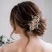 SWEETV Handmade Wedding Hair Comb | Pearl Flower Bridal Hair Clip | Elegant Women's Hair Accessories in Gold - Buy Online on GoSupps.com