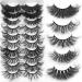 IFLOVEDEKD 10 Styles 25mm Lashes Dramatic Fake Eyelashes 10 Pairs False Eyelashes Thick Lashes Mink Fluffy Lashes 5D Lashes 25mm Mink Lashes Long Lashes Soft Strip Lashes Wispy False Lashes Pack Mix-10pairs