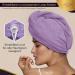 LUXTOGO Fast Dry Hair Towel Set - 100% Cotton Super Absorbent Hair Turbans with Button & Elastic - Purple & Pink - 2 Pack - Buy Online on GoSupps.com
