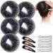 KKTOCHVC Women Bun Dancer Hair net Ballet Dance Skating Bun Cover Elastic Band Hair Nets for Bun (5pcs)(black) Black-With Lace & No Drawstring