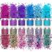 Laza 12 Colors Glitter Nail Art Powder Mixed Sequins - Mermaid Princess | 120g Ultra-Thin Sparkles for Nails, Face, Eyes, Body, Hair, Crafts, Tumblers - Buy Online on GoSupps.com