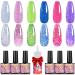BURANO Reflective Glitter Gel Polish, Rose Blue Purple Silver Holographic Glitter Gel Nail Polish, Soak Off Disco Gel Polish with Cuticle Oil Gift UV Lamp Required Sparkle Glitter