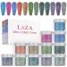 Laza 12 Colors Nail Art Glitter Peacock Powder Holographic Glitter Shining Sugar Effect Nail Powders Peacock Color Sandy Dust Sequins for Nail Art Tips Decoration DIY Crafts - Azure Pink and Gold