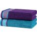 CASA COPENHAGEN 550 GSM 6-Piece Towel Set - Super Soft Egyptian Cotton - Violet Indigo & Teal Green - Buy Online on GoSupps.com