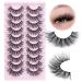 FANXITON Cat Eye False Eyelashes - 10 Pairs Wispy Mink Lashes Fluffy 18mm C Curl for Natural Look - Buy Online on GoSupps.com