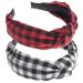 VIVIAN & VINCENT 2 Pack of Womens Vintage Plaid Headbands Headwraps Hair Band Valentines Gifts for Her Buffalo Plaid Black and Red Alt1 Buffalo Plaid Black and Red