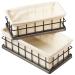 Bathroom Decor Wire Basket Set of 2 - Wood Baskets with Liners for Organizing - Rustic Wooden Toilet Paper Holder for Farmhouse Bathroom Kitchen Decor, Toilet Paper Storage (Gray, 2 Sizes) Gray Medium