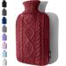 Heat bottle with reference - soft premium knitting cover - 1.8l large heat bottle hot water bottle children bed bottle for adults for cozy nights and pain relief - Burgundy