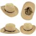Khaki Straw Cowboy Cowgirl Hat with Wide Brim Sun Protection - Men Women Western Style - Buy Online on GoSupps.com