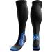 aZengear Compression Socks (20-30mmHg) Anti DVT Air Flying Knee-High Flight Travel Stockings Swollen Legs Varicose Veins Running Shin Splints Calf Pressure Support Sports L/XL Black w/Blue