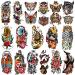 Yazhiji 77sheets Waterproof Fake Tattoo for Men or Women 17sheets Larger Half Arm Owl Peony Butterfly Snake Temporary Tattoos for Boy or Girl And 60 sheets Tiny Flower Tattoo Sticker for Kids