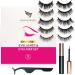 Magnetic Eyelashes False Eyelashes Natural Look Eyeliner Kit - 5 Pairs Reusable 3D with Tweezers | No Glue Waterproof Eyeliner