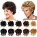 Eree Hair Short Curly Human Hair Topper 4.7x5" Topper Hair Piece Top Cilp in Human Hair Extensions Wavy Women Toupee Human Hair Wiglet Hairpiece for Thinning Hair(6" Light Brown)
