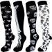4 Pair Holiday Design Compression Socks 15-20 mmHg Moderate/Medium Compression Socks Large-X-Large Dem Bones