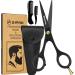 Asipro Bartschre men 5 "/12.7cm complete beard care set incl. Bart comb mustache comb and synthetic leather case mustache bare profi bart scissors stainless steel Beard scissors hair scissors for beard