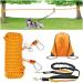 ZENGSUSU Dog Tie Out Cable 30ft for Large Dogs Up to 300LB Long Dog Lead Kit with Trolley System Runner Cable and 4ft Bungee Leash for Camping/Yard/Outside (30ft Reflective-10mm)