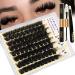 Cluster Lashes Kit 300D Thick Eyelash Extension Kit DIY Individual Eyelashes DD Curl Russian Eyelashes Individuals Kit Fluffy Lash Clusters Extensions with Bond and Seal Lash Tweezers by Goddvenus F-300D lash extension kit