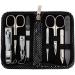 3 Swords Germany - brand quality 8 piece manicure pedicure grooming kit set for professional finger & toe nail care scissors clipper fashion leather case in gift box Made by 3 Swords (000446) BLACK - SILVER SPOTS