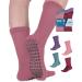 Diabetic Socks for Women and Men - 4 Pairs Non Binding Socks for Women | Non Slip Socks Mens | Gripper Socks for Men Medium Pink, Green, Red, Purple