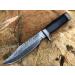 Perkin Knife Damascus Knife Hunting Knife with Leather Sheath Fixed Blade Knife for Hunting Knife