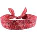 Wire Headband Head Wrap Red Flower Paisley