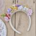Ginger Raygold -colored flower sting band "Bride to be" with artificial flowers and foliage portable for the hen party head band