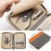 FAMILIFE 7PCS Manicure Set for Men - Professional Stainless Steel Nail Kit with Leather Travel Case - Grooming Gift Set in Gray and Orange - Buy Online on GoSupps.com