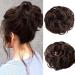 BELEVO Messy Bun Hair Piece Curly Wavy Hair Large Scrunchies for Women Synthetic Updo Ponytail Hair Buns Hair Pieces for Women Girls Real Hair Donut Brown Hair Extensions - for Weddings Party(55G) Dark Brown