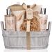 Spa Gift Basket  Bath and Body Set with Vanilla Fragrance by Lovestee - Bath Gift Basket Includes Shower Gel, Body Lotion, Hand Lotion, Bath Salt, Eva Sponge and a Bath Puff