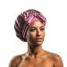 Mulberry Silk Sleep Cap Silk Bonnet for Curly Hair Extra Large Luxurious Bonnet Adjusts for Stay-Put Fit Rose Pink